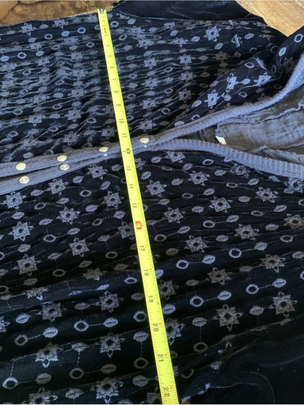 Johnny Was Black Velvet Patterned Hooded Longline jacket - Picture 7 of 9